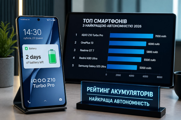 Рейтинг телефонів з найкращим акумулятором - 1